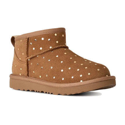 UGG Big Kids' Classic Ultra Mini Shiny Dots Chestnut