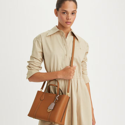 Tory Burch Women's Small Perry Triple-Compartment Tote Light Umber