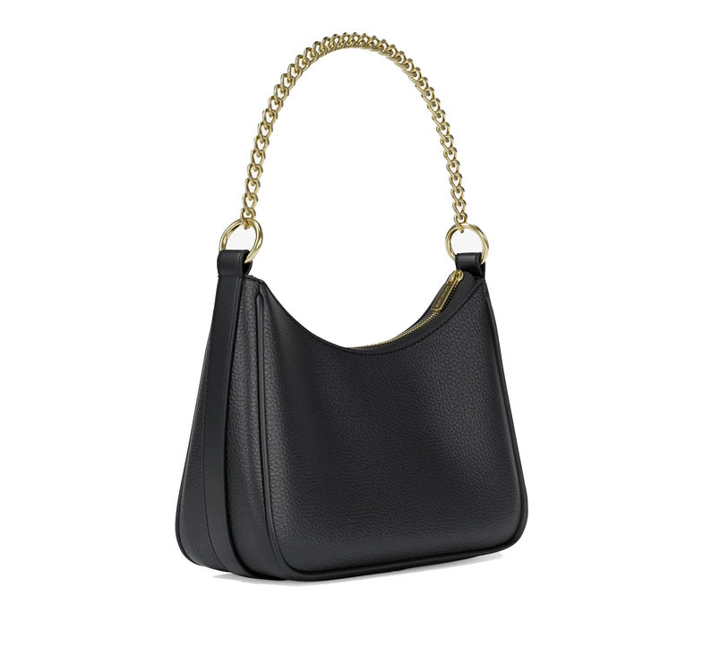 Michael Kors Women's Jet Set Large Pebbled Leather Convertible Crossbody Bag Black/Gold