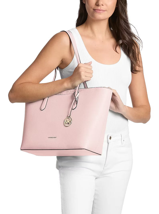 Michael Kors Women's Arden Large Pebbled Leather Tote Bag Powder Blush/Gold