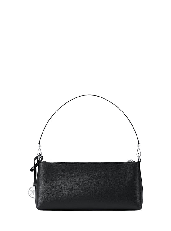 Michael Kors Women's Carson Small Pebbled Leather Convertible Crossbody Bag Black/Silver