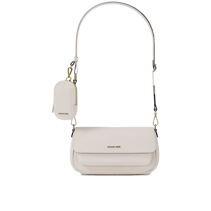 Michael Kors Women's Jet Set Travel Small Pebbled Leather Crossbody Bag With Pouch Light Cream/Gold