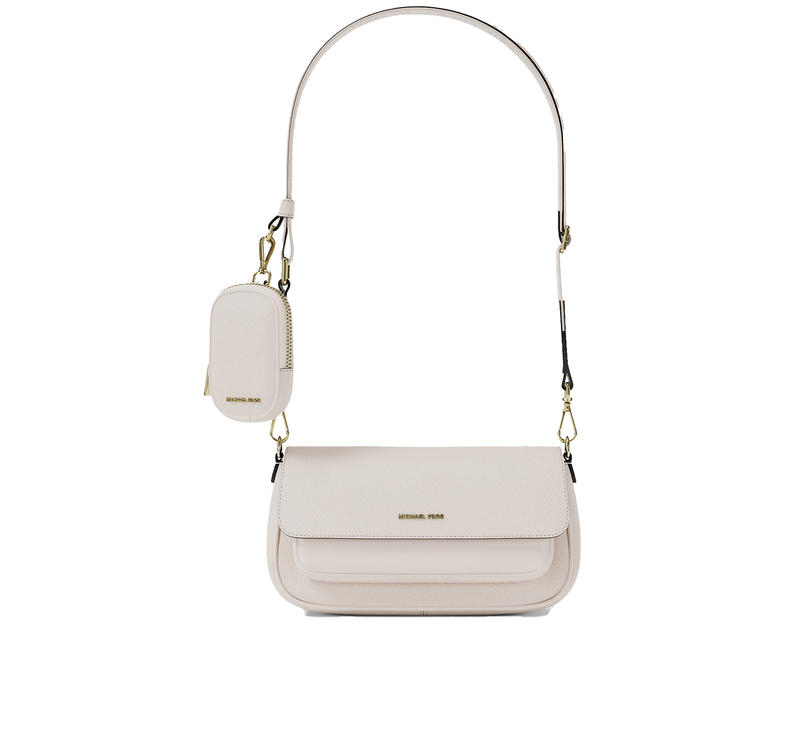 Michael Kors Women's Jet Set Travel Small Pebbled Leather Crossbody Bag With Pouch Light Cream/Gold