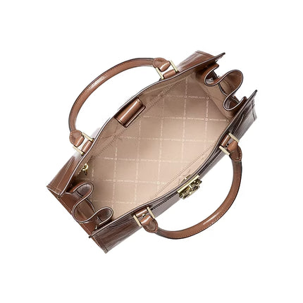 Michael Kors Women's Landon Medium Patent Satchel Bag Luggage/Gold