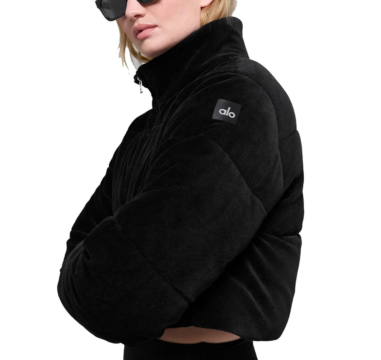 alo Women's Micro Corduroy Dreamy Puffer Black