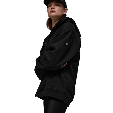 alo Women's Renown Heavy Weight Full Zip Hoodie Black