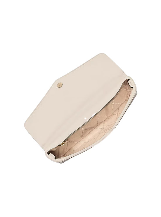 Michael Kors Women's Kacey Medium Signature Logo Shoulder Bag Light Cream Multi/Gold