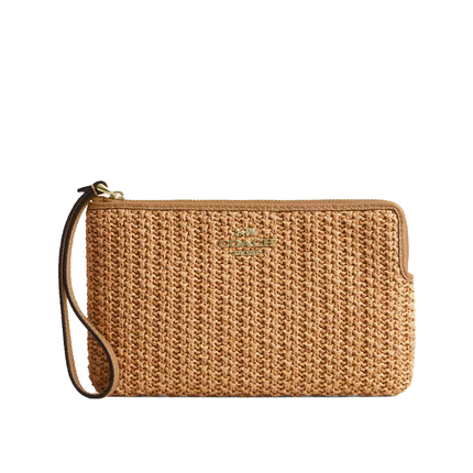Coach Women's Large Corner Zip Wristlet Gold/Toast