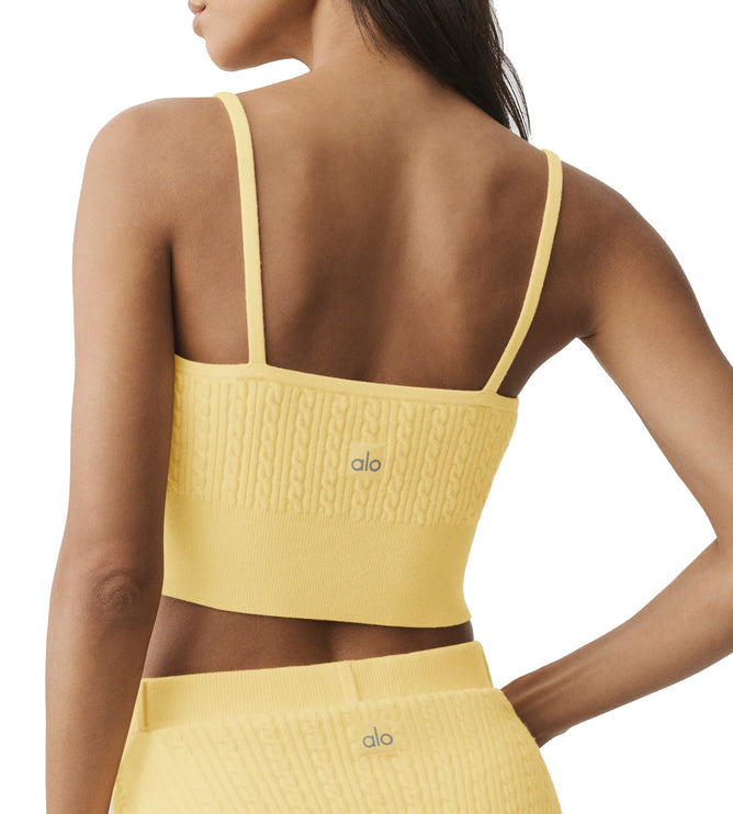 alo Women's Mini Cable Sweater Tank Warm Butter