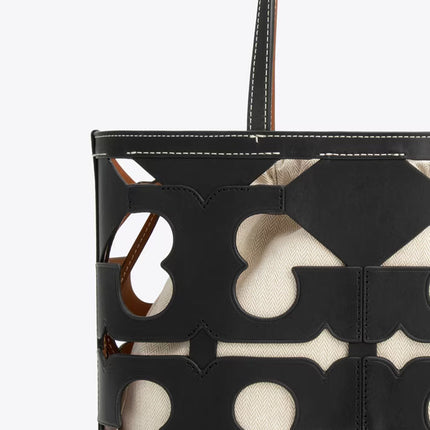 Tory Burch Women's Cutout Logo Small Tote Black