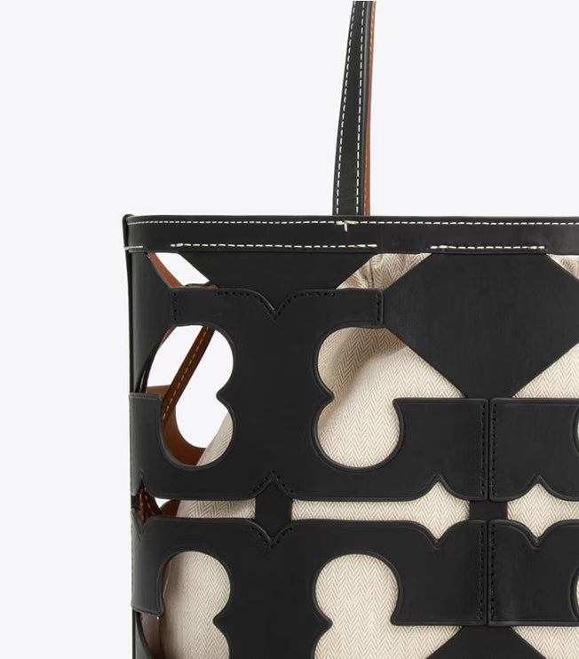 Tory Burch Women's Cutout Logo Small Tote Black