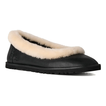 UGG Women's Zora Leather Ballet Flat Black