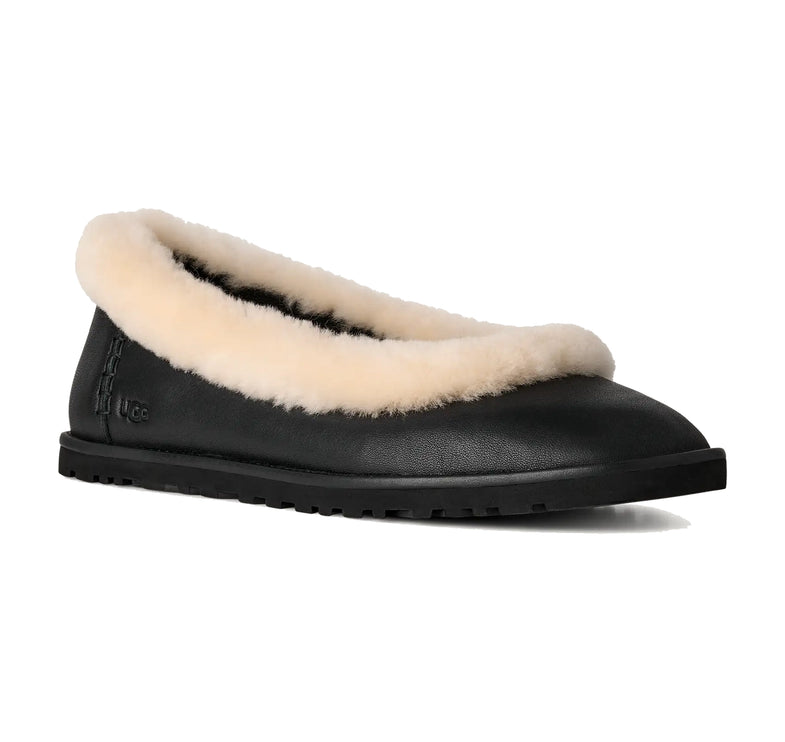 UGG Women's Zora Leather Ballet Flat Black