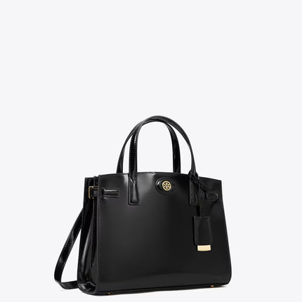 Tory Burch Women's Small Robinson Spazzolato Satchel Black