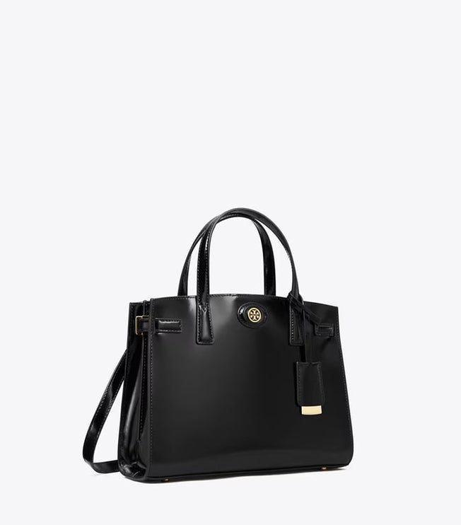 Tory Burch Women's Small Robinson Spazzolato Satchel Black