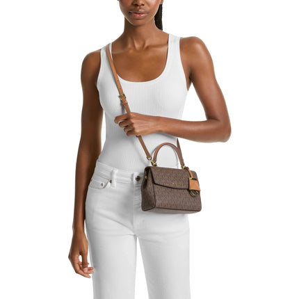 Michael Kors Women's Ava Extra-Small Signature Logo Crossbody Bag Brown/Acorn