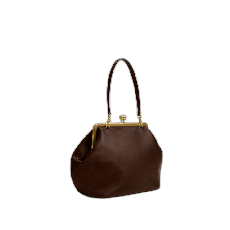 Coach Women's Large Kisslock Frame Bag Brass/Dark Brown