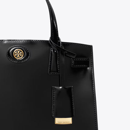 Tory Burch Women's Small Robinson Spazzolato Satchel Black