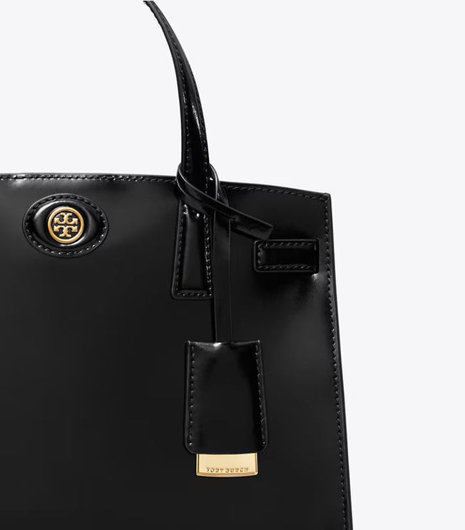 Tory Burch Women's Small Robinson Spazzolato Satchel Black