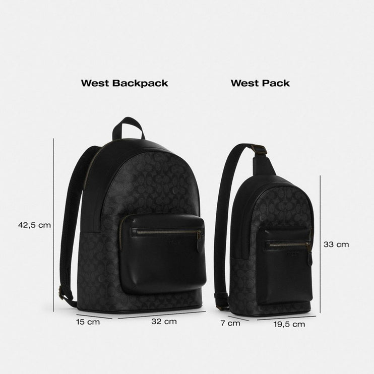 Coach Women's West Backpack In Signature Canvas Gunmetal/Chalk/Black