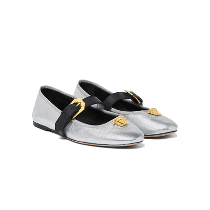 Versace Women's La Medusa Metallic Ballerinas Black/Silver
