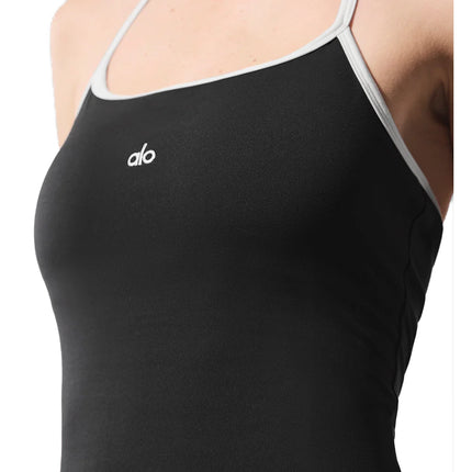 alo Women's Softsculpt Halter Tennis Dress Black/White