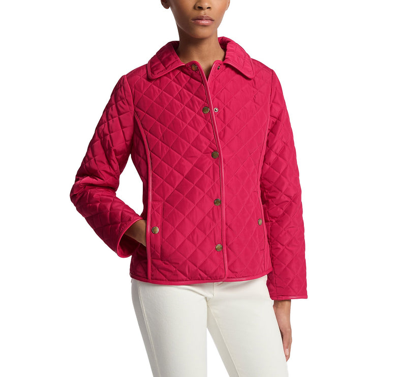 Michael Kors Women's Quilted Jacket Darkraspberry