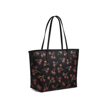 Coach Women's City Tote Bag With Cherry Print Gold/Black Multi