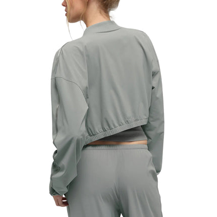 alo Women's Cropped Breezy Full-Zip Cover Up Lunar Grey