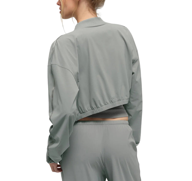 alo Women's Cropped Breezy Full-Zip Cover Up Lunar Grey