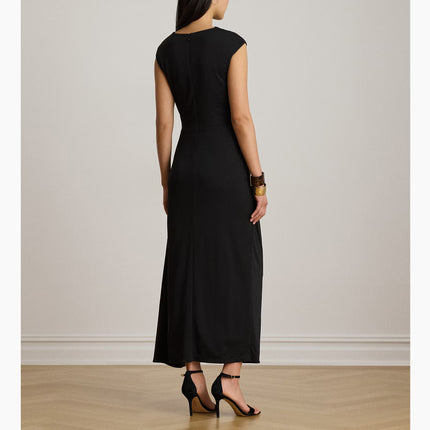 Polo Ralph Lauren Women's Pleated Jersey Boatneck Midi Dress Black