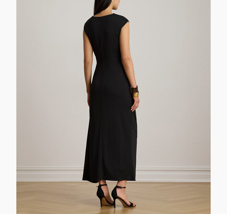 Polo Ralph Lauren Women's Pleated Jersey Boatneck Midi Dress Black
