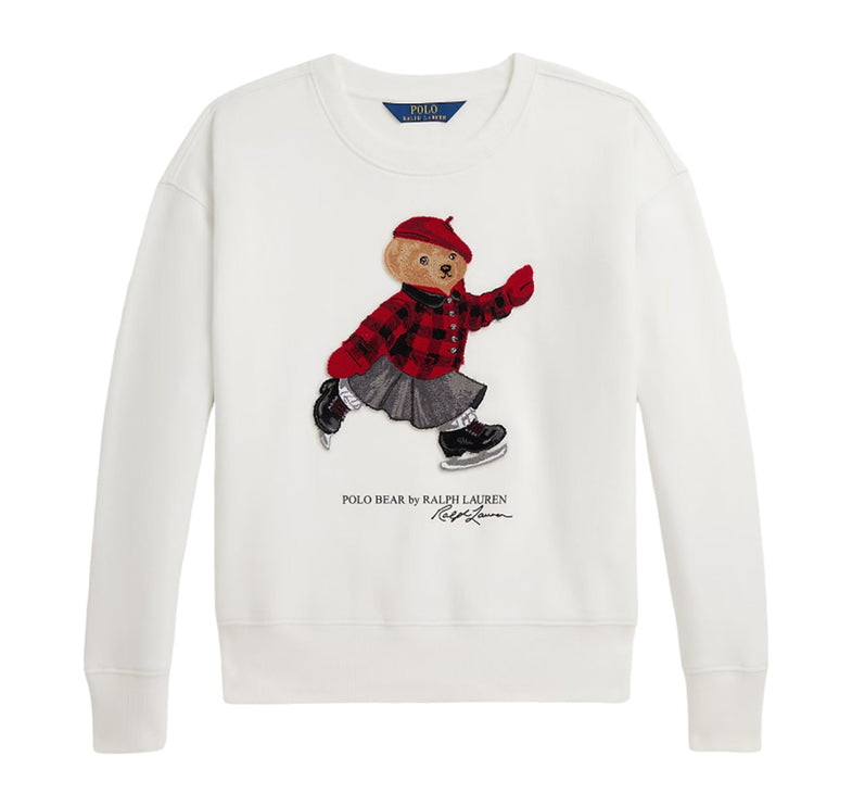 Polo Ralph Lauren Girl's Polo Bear Fleece Boxy Sweatshirt Trophy Cream