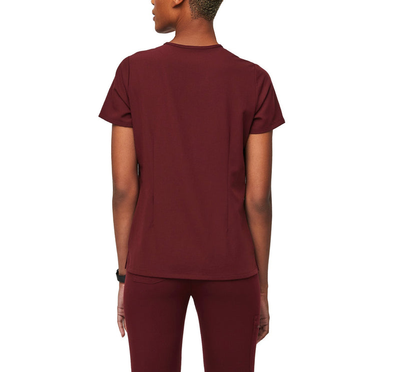 FIGS Women's Catarina One Pocket Scrub Top Burgundy