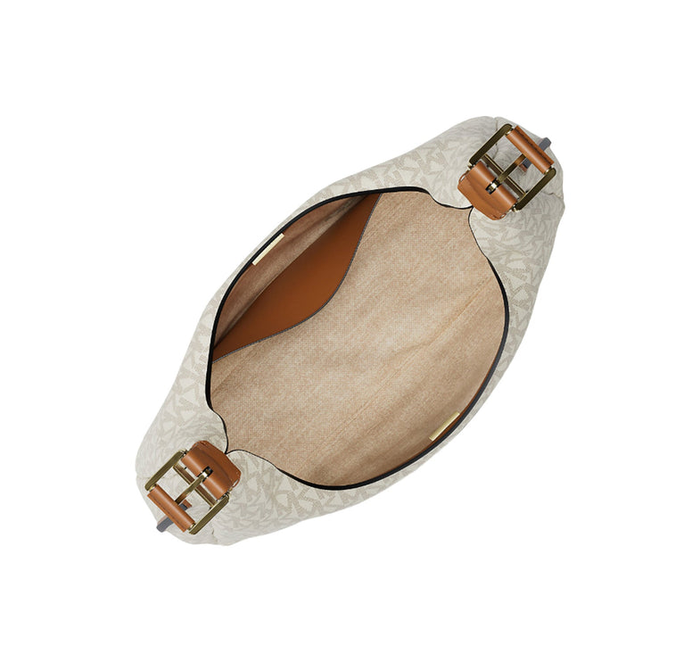 Michael Kors Women's Nolita Large Signature Logo Shoulder Bag Vanilla/Acorn