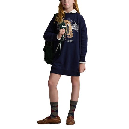 Polo Ralph Lauren Girl's Polo Bear Fleece Sweatshirt Dress Refined Navy