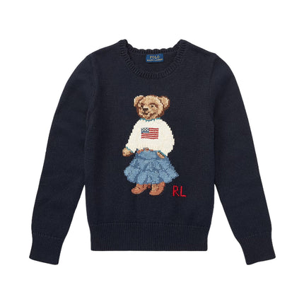 Polo Ralph Lauren Girl's Polo Bear Cotton Sweater Hunter Navy
