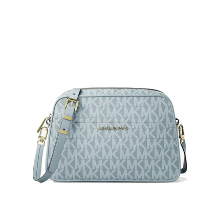 Michael Kors Women's Jet Set Small Signature Logo Camera Crossbody Bag Chambray