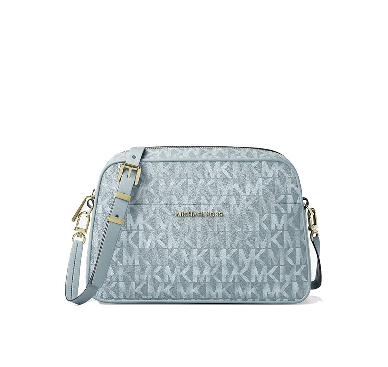 Michael Kors Women's Jet Set Small Signature Logo Camera Crossbody Bag Chambray