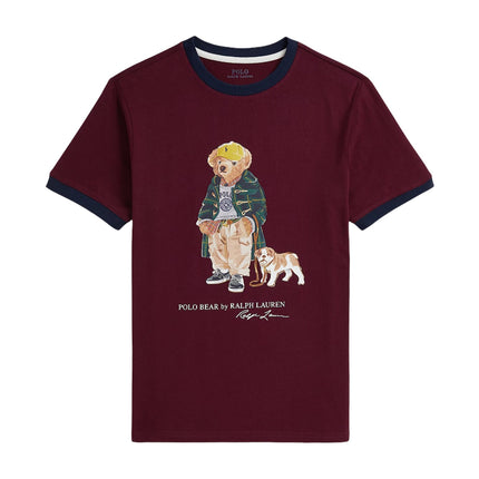 Polo Ralph Lauren Boy's Polo Bear Cotton Ringer Tee Classic Wine