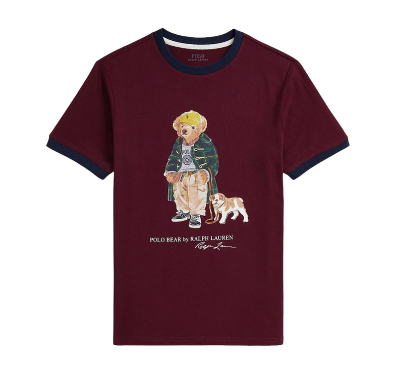 Polo Ralph Lauren Boy's Polo Bear Cotton Ringer Tee Classic Wine