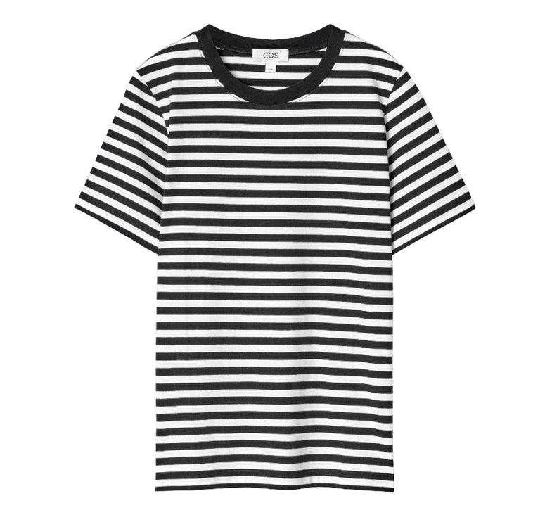 COS Women's 24/7 Regular T-Shirt Black/White/Striped