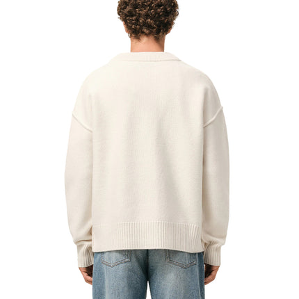 AMI Alexandre Mattiussi Unisex Ami de Coeur Wool Cardigan Off White/Red