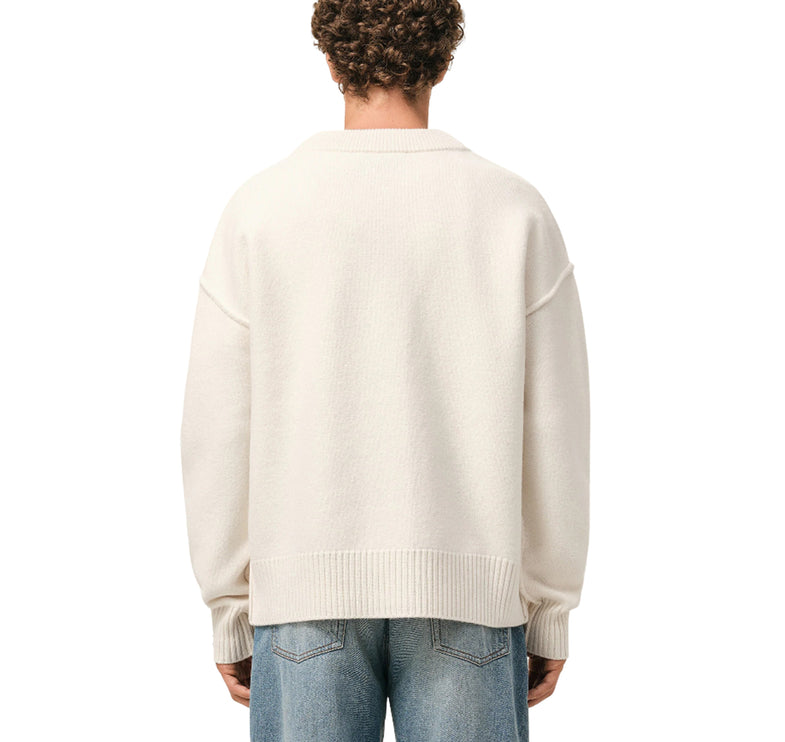 AMI Alexandre Mattiussi Unisex Ami de Coeur Wool Cardigan Off White/Red