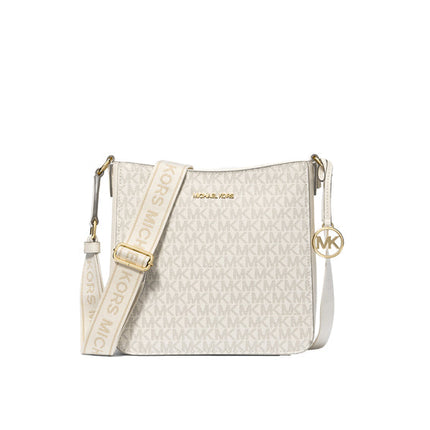 Michael Kors Women's Jet Set Travel Small Signature Logo Messenger Bag Light Cream Multi