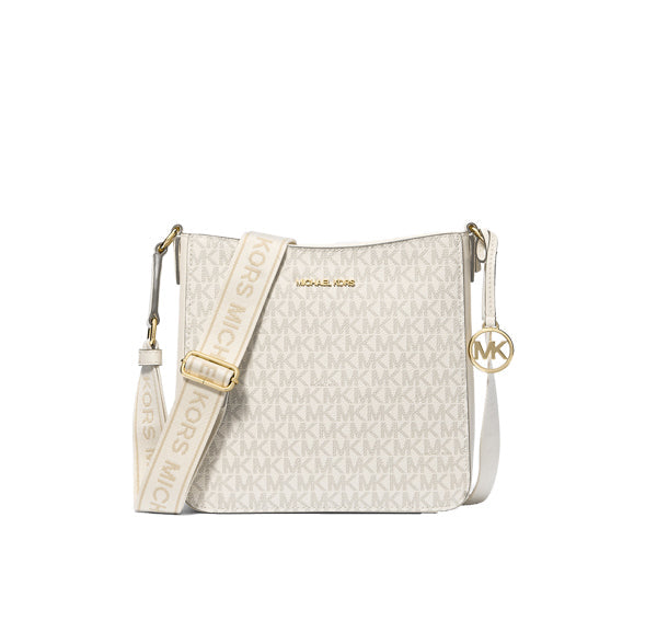 Michael Kors Women's Jet Set Travel Small Signature Logo Messenger Bag Light Cream Multi