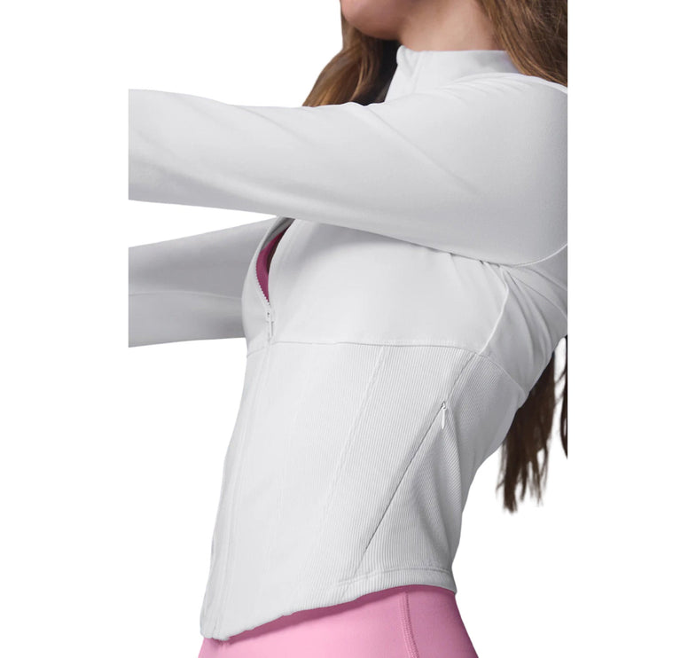 alo Women's Airbrush Corset Full Zip Jacket White