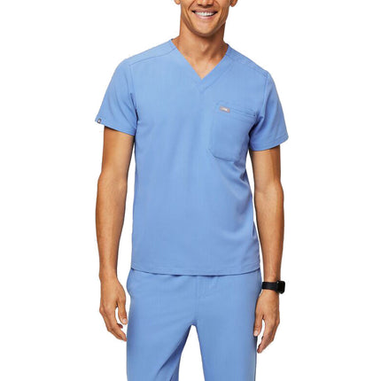 FIGS Men's Leon Three Pocket Scrub Top Ceil Blue