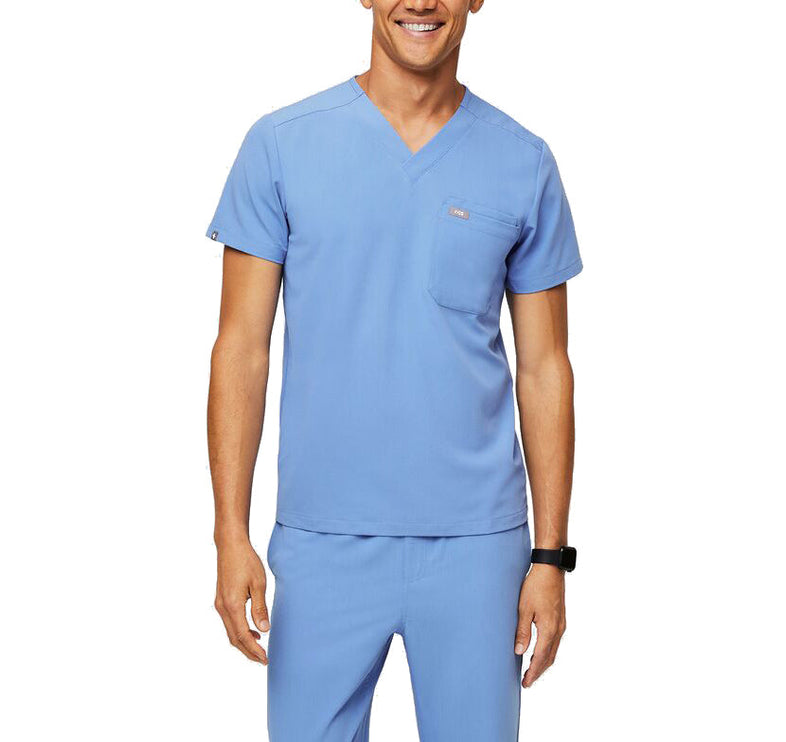 FIGS Men's Leon Three Pocket Scrub Top Ceil Blue