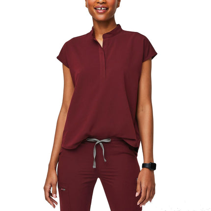 FIGS Women's Rafaela Oversized Scrub Top Burgundy